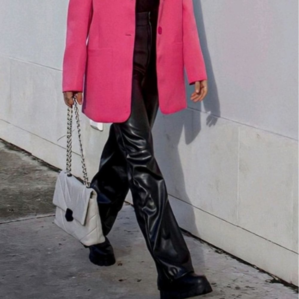 BLACK PU LEATHER PALAZZO PANTS - Picture 8 of 8